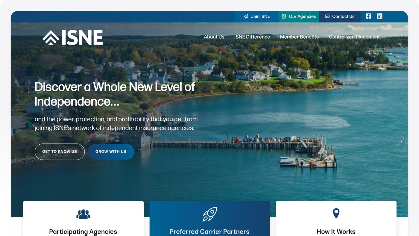 ISNE website screenshot