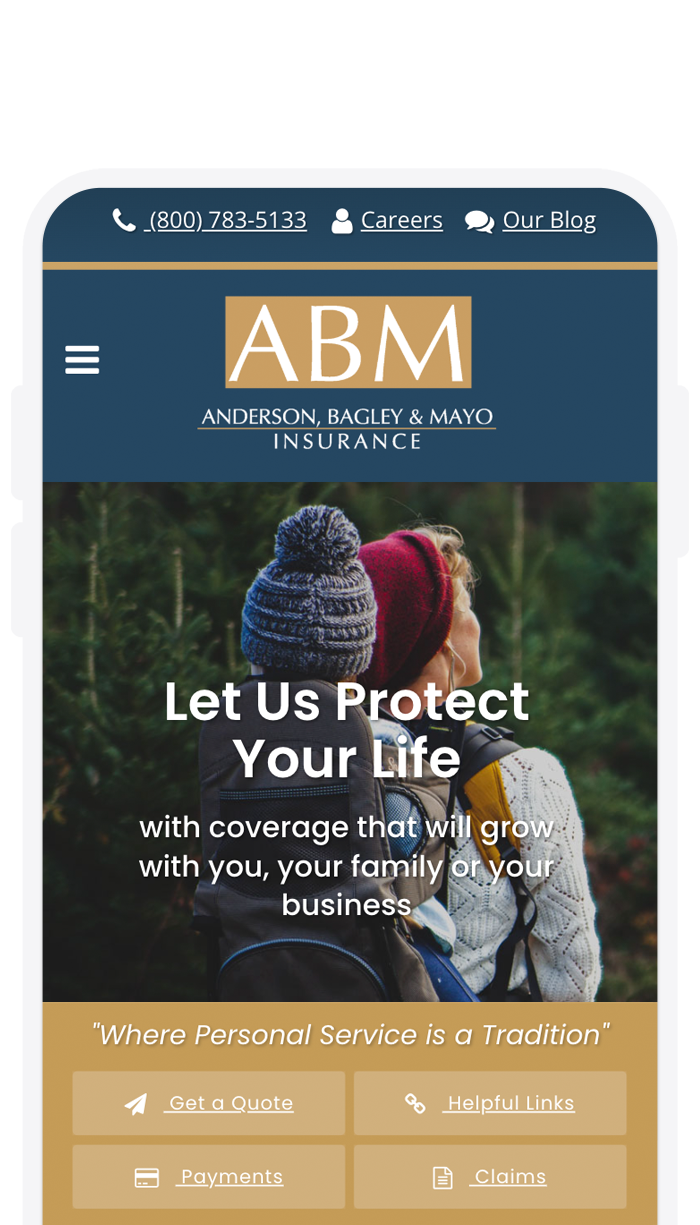 ABM website mobile screenshot