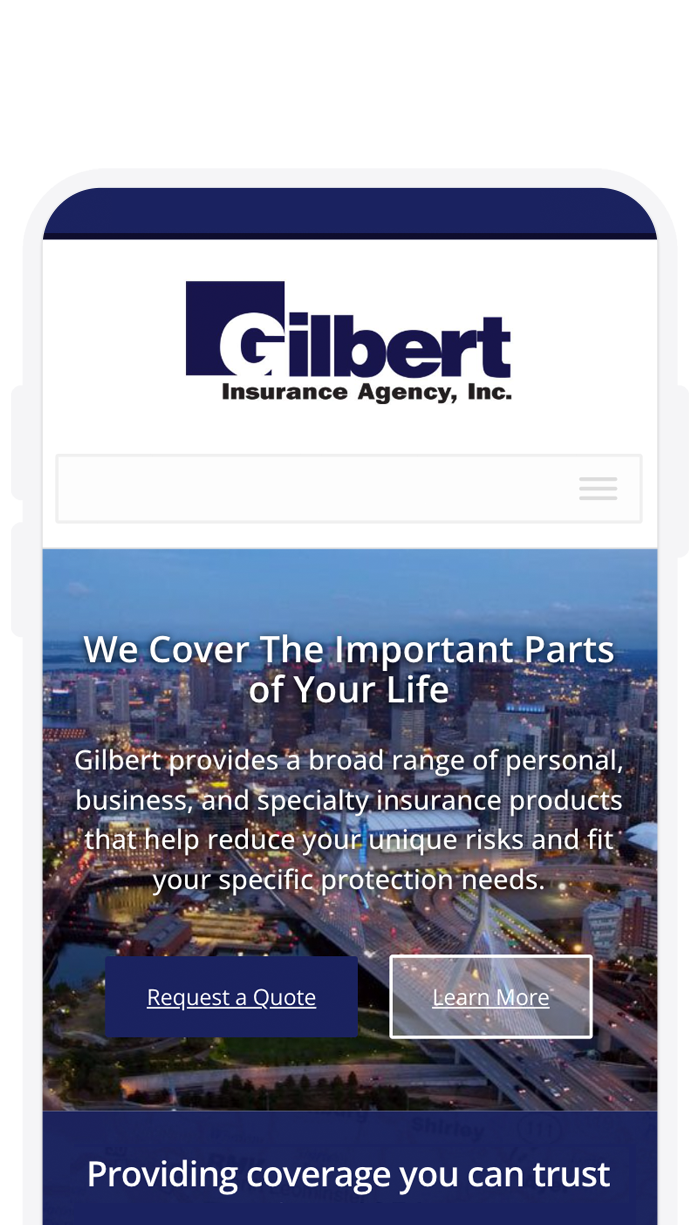 Gilbert Insurance website mobile screenshot